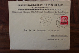 Löthringen 1940 Rosslingen Perfin Stamp Cover Dt Reich Besetzung Occupation Lorraine Timbre Perforé Rosselange Rombach - Brieven En Documenten