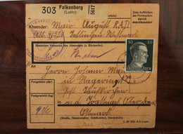 Löthringen 1943 Falkenberg RAD Cover Dt Reich Besetzung Occupation Lorraine - Ocupación 1938 – 45