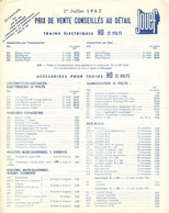 Catalogue JOUEF 1962 PRIX DE VENTE AU DETAIL TRAINS ELECTRIQUES HO 12 VOLTS - Französisch