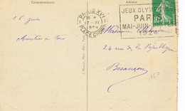 MARQUE POSTALE -  JEUX OLYMPIQUES 1924 - PLACE CHOPIN - 17-06-1924 - - Zomer 1924: Parijs