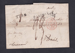 Marques Postales T.T.R.4 Danemark Par Hambourg Givet ... Pli Correspondance écrite De Horsens En 1840 Env. 216 - ...-1851 Prephilately