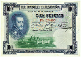 ESPAÑA - 100 Pesetas - ND 1936 ( Old Date - 01.07.1925 ) - Pick 69.c - Serie F - Filipe II - II Republica - 100 Pesetas