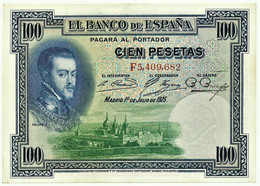 ESPAÑA - 100 Pesetas - ND 1936 ( Old Date - 01.07.1925 ) - Pick 69.c - Serie F - Filipe II - II Republica - 100 Peseten