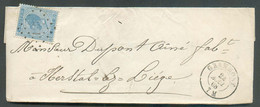 N°18 Obl. LP. 155 Sur Lettre De GRAMMONT le 24 Août 1868 Vers Herstal. - 19056 - 1865-1866 Perfil Izquierdo