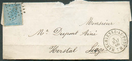 N°18 Obl. LP. 238 Sur Lettre De MARCHIENNE-AU-PONT le 3 Mai 1866 Vers Herstal. - 19057 - 1865-1866 Perfil Izquierdo