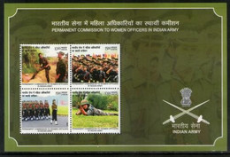 India 2022 NEW *** Permanent Commission To Women Officers In Indian Army Military 4v Stamp MS Mint MNH (**) Inde Indien - Unused Stamps