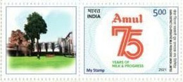 India 2021 NEW *** Amul 75 Years Milk Food Gastronomy 1v Stamp Mint MNH (**) Inde Indien - Nuevos
