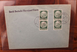 1940 Durch Deutsche Dienstpost Elsass Allemagne Dt Reich Alsace WK2 Cover Occupation Besetzung - Ocupación 1938 – 45