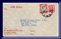 1954 New Zealand Air Mail Letter Auckland Sent To USA - Storia Postale