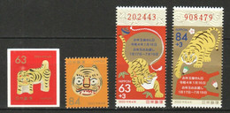 2022 NEW *** JAPAN 2021 ZODIAC LUNAR NEW YEAR OF TIGER 2022 COMP. SET OF 4 STAMPS IN MINT MNH (**) - Ungebraucht