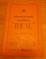 Catalogue Tarif 1958 Pièces De Rechange Pour Chaudière IDEAL - Ideal-Standard 149 Bd Haussmann Paris VIIIe - Elektriciteit En Gas