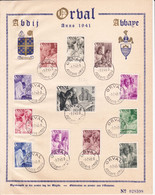 B01-385 556 567 FS 1032 Belgique Feuillet Souvenir Orval IV Abbaye Notre Dame Reconstruction  1-7-1941 - Deluxe Sheetlets [LX]