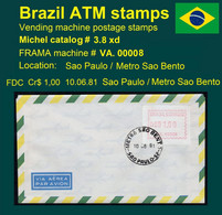 Brasilien Brazil ATM VA.00008 / Cr$ 01,00 FDC / Sao Paulo Metro Sao Bento / Frama Automatenmarken Etiquetas - Franking Labels