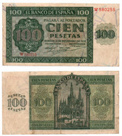 Billete De 100 Pesetas De Burgos, 1936, Reverso "Catedral De Burgos.  Buen Estado. - 100 Pesetas