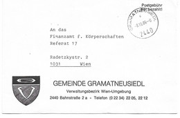 2040b: Gemeindeamts- Kuvert 2440 Gramatneusiedl, Ortswappen, Heimatbeleg Aus 1986 Sehr Dekorativ - Bruck An Der Leitha