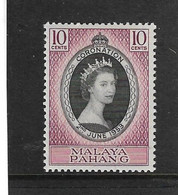 MALAYA - PAHANG 1953 10c CORONATION UNMOUNTED MINT - Pahang