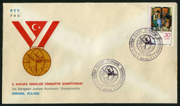 Türkiye 1982 3rd European Juniors Gymnastic Championship, Special Cover - Lettres & Documents