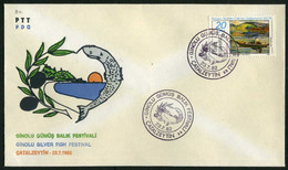 Türkiye 1982 Ginolu Silver Fish Festival | Olive, Special Cover - Lettres & Documents