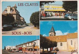 Cg - CPM LES CLAYES SOUS BOIS - Hôtel De Ville, CEG Briquet, Centre Commercial, Avenue Jules Ferry, église St Martin - Les Clayes Sous Bois