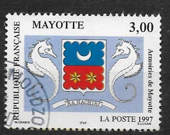 Timbres Oblitérés De Mayotte, N°43 YT, Armoiries, Hippocampe - Used Stamps