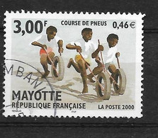 Timbres Oblitérés De Mayotte, N°88 YT, Enfants, Course De Pneus - Usati