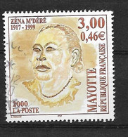 Timbres Oblitérés De Mayotte, N°89 YT, Hommage à Zéna M'Déré - Used Stamps