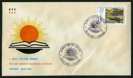 Türkiye 1982 National Convention Of Culture | Sun, Book, Special Cover - Lettres & Documents