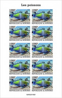 Burundi 2022, Animals, Fishes III, Sheetlet IMPERFORATED - Neufs