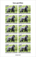 Burundi 2022, Animals, Gorillas II, Sheetlet IMPERFORATED - Gorilas
