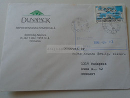 D188406   Romania    Cover - Cancel 1996  CLUJ     Sent To Hungary Stamp Flight From Paris To Bucuresti 1920-1995 - Cartas & Documentos