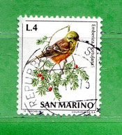 SAN MARINO ° 1972 - Fauna Avicola. UCCELLI - BIRDS. Lire.4.Unif. 858 . Usati - Used Stamps