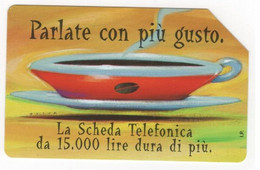 Scheda TELECOM ITALIA "PARLATE CON PIU' GUSTO CAFFE'", Catalogo Golden 760, Usata Scad.30.06.2000, Taglio 10.000 Lire - Alimentation