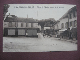 CPA 78 LA CELLE ST SAINT CLOUD Place De L'Eglise Rue De La Mairie RARE PLAN ? 1928 - La Celle Saint Cloud