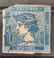 AUSTRIA 1851 - Canceled - ANK 6 IIIb - Blauer Merkur - Journaux