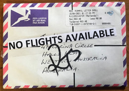SOUTH AFRICA=COVID MAIL=RETURN TO SENDER (RTS)=DESTINATION AUSTRALIA="NO FLIGHTS AVAILABLE"=16.4.2021=REGISTERED MAIL - Storia Postale
