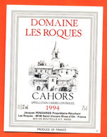 Etiquette Neuve De Vin De Cahors Domaine Les Roques 1994 à Saint Vincent Rives D'olt - 75 Cl - Cahors