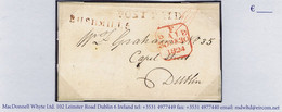 Ireland Antrim 1824 Cover To Dublin Prepaid '11' Bushmills Unframed POST PAID In Red, BUSHMILLS/127 Mileage Mark - Prephilately