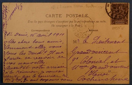 E11 REUNION BELLE CARTE RARE 1910 SAINT DENIS POUR HANOI + OBLIT. ARRIVEE HANOI TONKIN COCHINCHINE LETTRE+ ILE SEYCHELLE - Cartas & Documentos