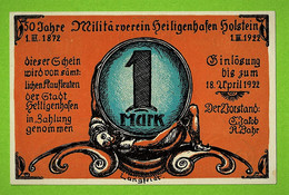 ALLEMAGNE / HEILIGENHAFEN HOLSTEIN / EINE MARK / NOTGELD / 12 AVRIL 1922 / PAS DE N° SERIE - 10 Deutsche Mark