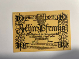 Allemagne Notgeld Sommerfeld 10 Pfennig - Sammlungen