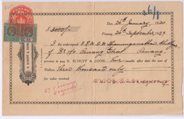 Used 1930 Promissory Recept, Hundi, Straits Settlements, Malaya, Penang Seal, To Pay Schupf & Zoon, Fiscal, Revenue - Penang