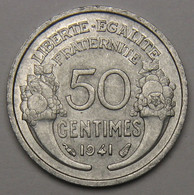 50 Centimes Morlon, Légère, Aluminium, 1941 - III° République - 50 Centimes