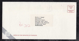 New Zealand 1992 Cover OFFICIAL PAID Minister Of Fishers WELLINGTON To WHANGAPAROA - Covers & Documents