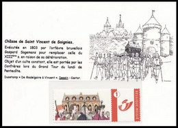 CS/HK - DUOSTAMP**/ MYSTAMP** - Soignies, La Châsse De Saint Vincent / Zinnik, Het Heiligdom Van Sint-Vincentius - Briefe U. Dokumente