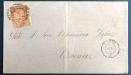 ESPAGNE Lettre De 1868 N°98 50c Violet Obl GC De CADIZ Pour OSUNA TTB - Briefe U. Dokumente