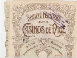 FRANCE ACTION DU  CASINO DE NICE AVEC COUPONS (X2) ET  SOCIETE FERMIERE CASINOS NICE X 2 BON ETAT (4 ACTIONS AU TOTAL) - Casino