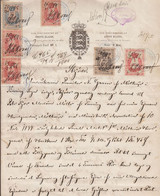 1898. DANMARK. SKØDE (complete) Med 10 + 3 Ex 3 KRONER + 20 + 5 ØRE STEMPELMÆRKE (defects, Fold) Cancelled... - JF516933 - Fiscale Zegels