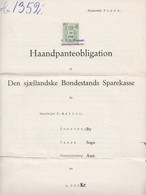 1938. DANMARK. Haandpanteobligation (1000 Kr.) Til Den Sjællandske Bondestands Sparekasse With 50 ØRE STEM... - JF516934 - Fiscali