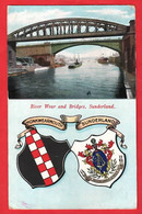 UK COUNTY DURHAM      SUNDERLAND      R WEAR + BRIDGES  + HERALDIC CREST Pu 1906 - Altri & Non Classificati