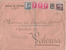 Asturias Y León 1937, Ed 1 En Carta Certificada De Gijón A Valencia - Asturies & Leon